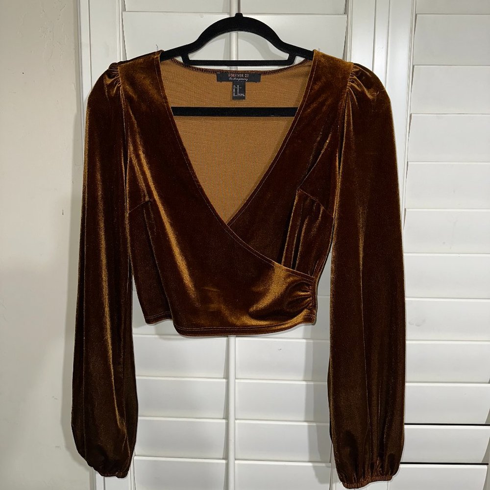 Crop Suede/Velvet Top